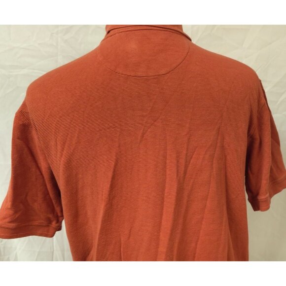 Caribbean Mens Large Rust Textured Silk Blend Stretch Golf Preppy Polo Shirt - Picture 8 of 11
